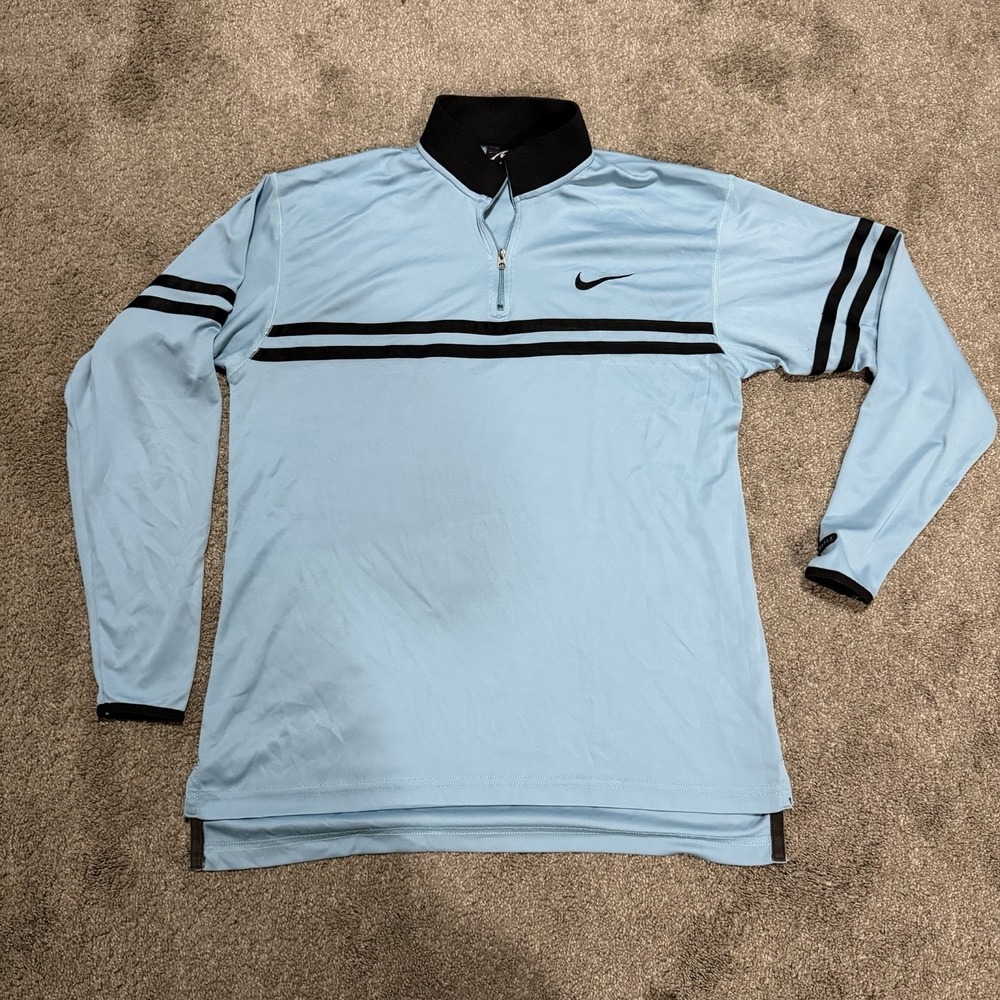 Vintage Nike Shirt Mens Small‎ Blue Agassi 90s Zip Challenge Court Tennis Retro